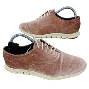 Cole Haan Womens Oxford Shoes ZeroGrand‎ Wingtip Lace Up Velvet Pink Size 9.5B